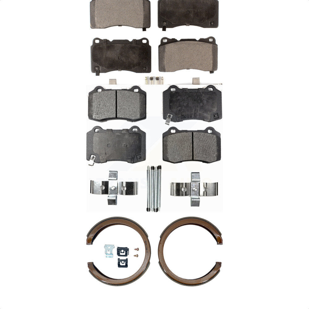 Semi-Metallic Brake Pads And Parking Shoes Front Rear Kit For Cadillac CTS STS
