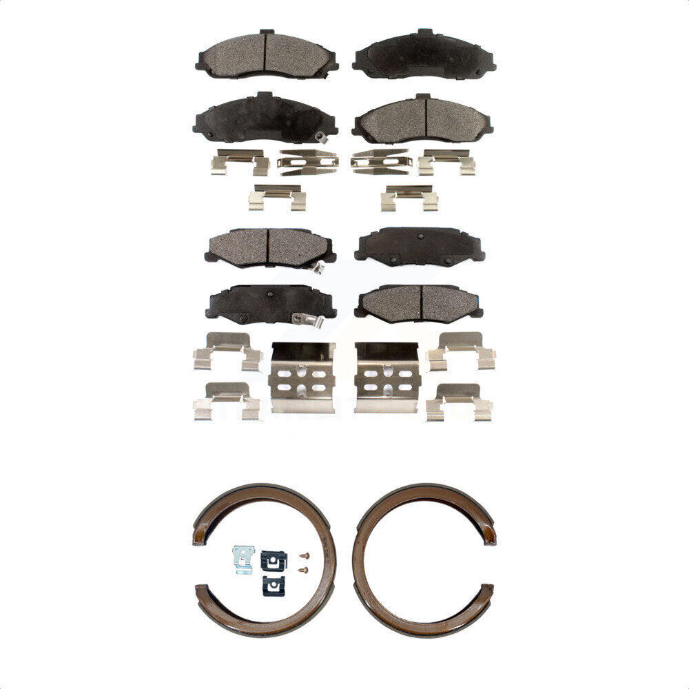 Semi-Metallic Brake Pads Parking Shoes Front Rear Kit For Chevrolet Corvette XLR