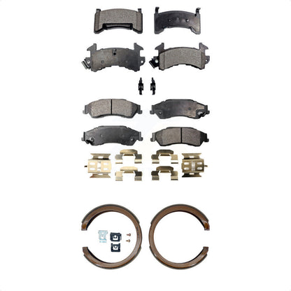 Semi-Metallic Brake Pads And Parking Shoes Front Rear Kit For Chevrolet S10 GMC