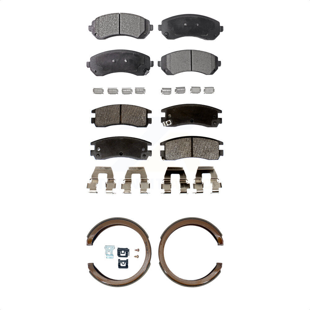 Semi-Metallic Brake Pads Parking Shoes Front Rear Kit For Buick Rendezvous Aztek
