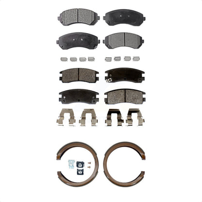 Semi-Metallic Brake Pads Parking Shoes Front Rear Kit For Buick Rendezvous Aztek