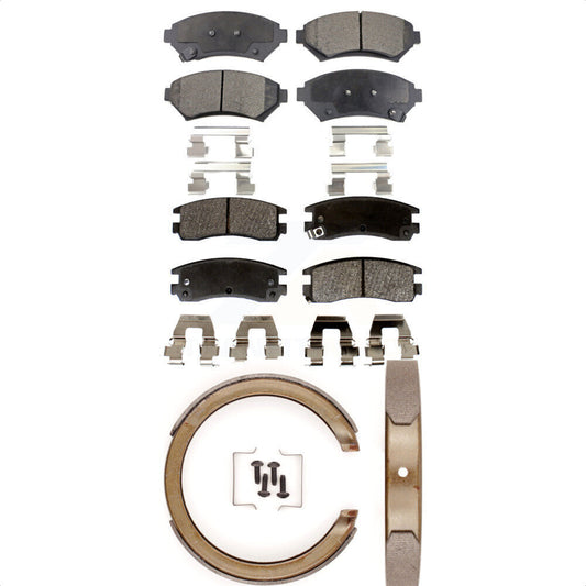 Semi-Metallic Brake Pads Parking Shoes Front Rear Kit For Chevrolet Impala Buick
