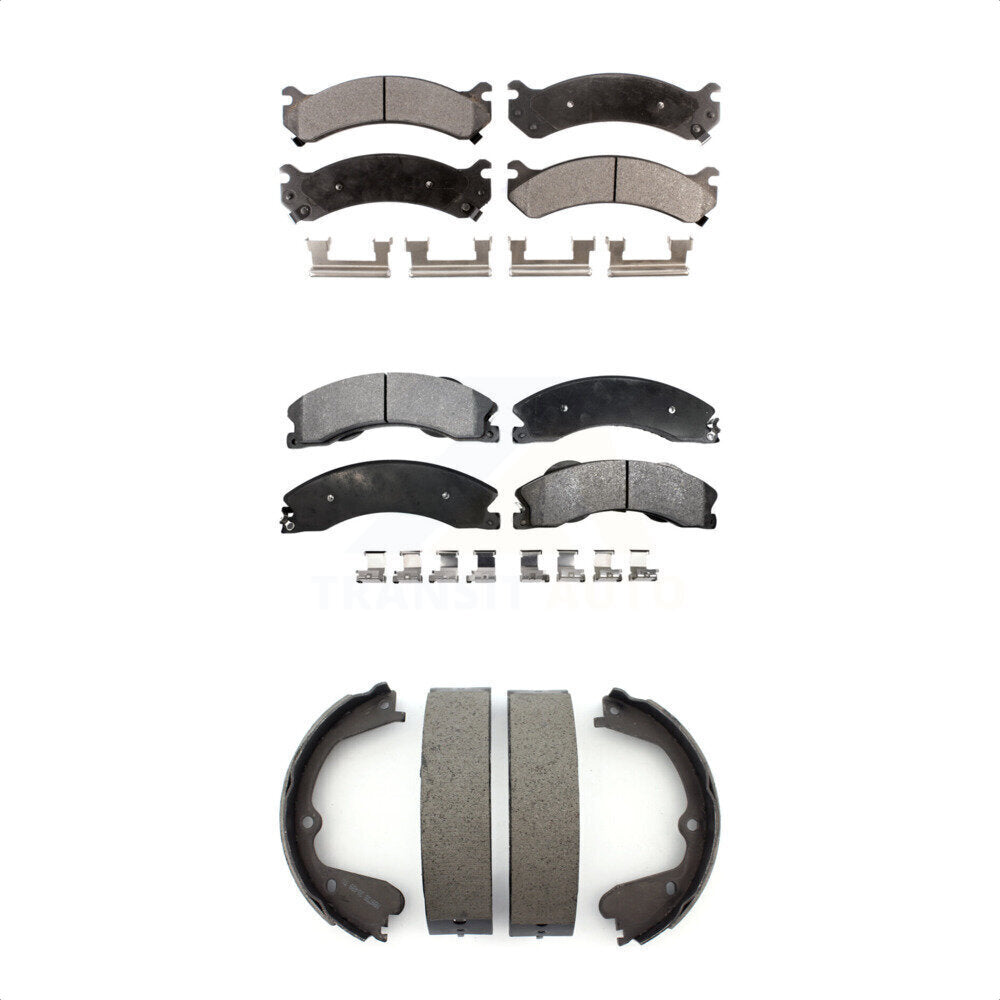 Semi-Metallic Brake Pads Parking Shoes Front Rear Kit For Chevrolet Express 3500