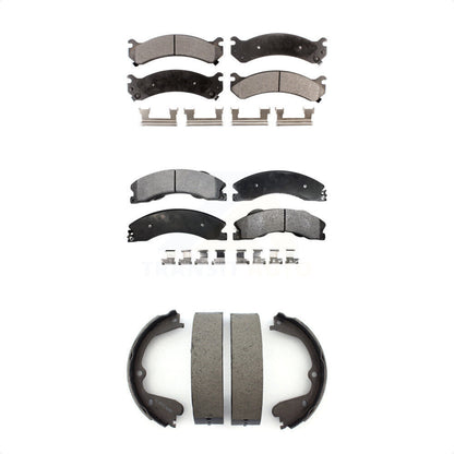 Semi-Metallic Brake Pads Parking Shoes Front Rear Kit For Chevrolet Express 3500