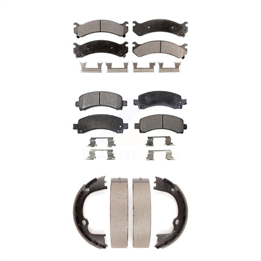 Semi-Metallic Brake Pads & Parking Shoes Front Rear Kit For Chevrolet GMC Savana