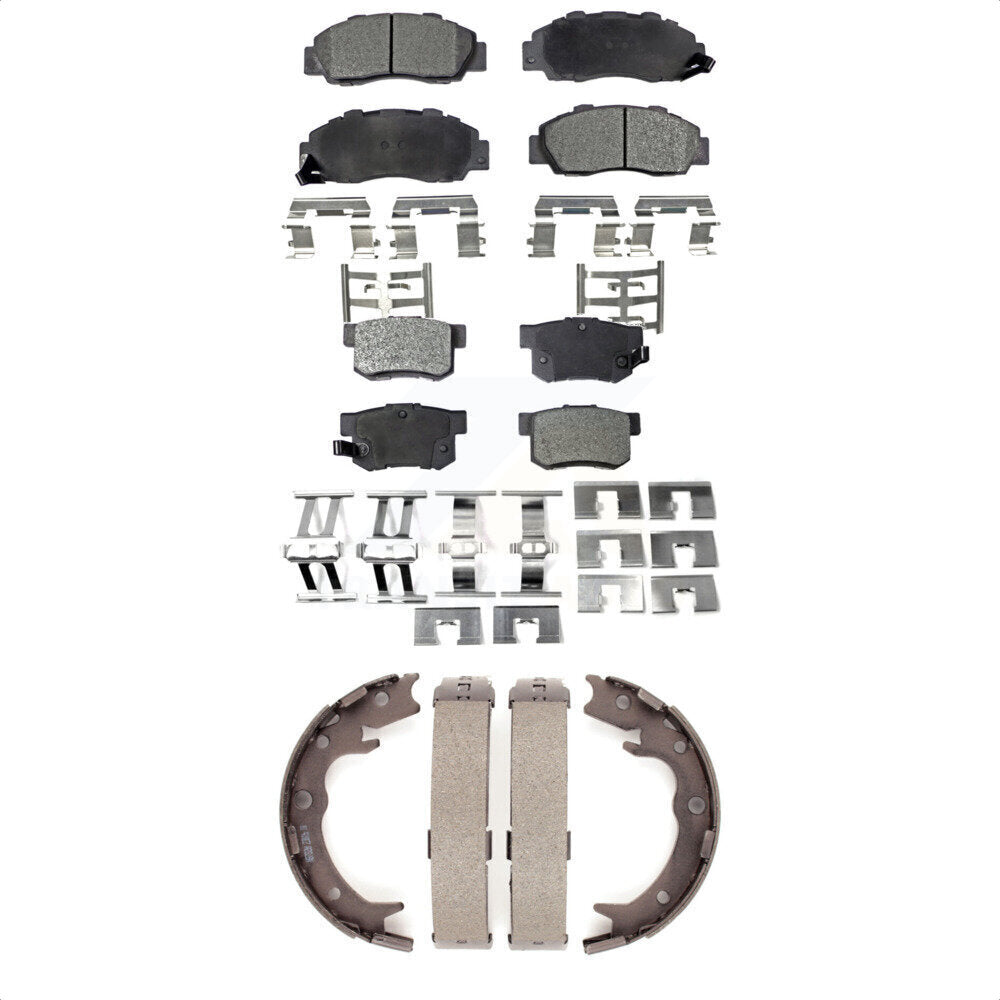 Semi-Metallic Brake Pads Parking Shoes Front Rear Kit For Honda Odyssey Acura RL