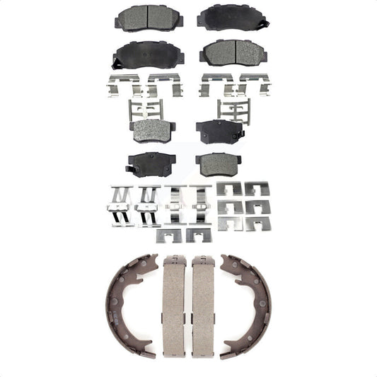 Semi-Metallic Brake Pads Parking Shoes Front Rear Kit For Honda Odyssey Acura RL