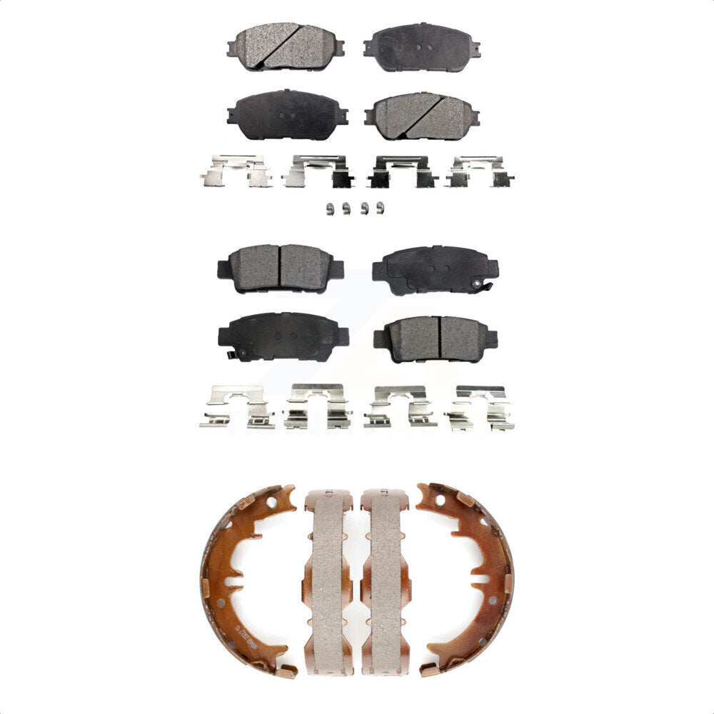 Semi-Metallic Brake Pads Parking Shoe Front Rear Kit For 2004-2010 Toyota Sienna