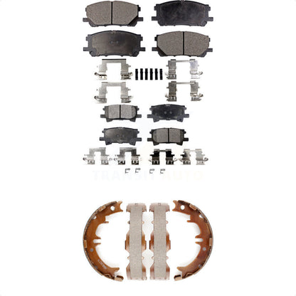 Semi-Metallic Brake Pads And Parking Shoes Front Rear Kit For Lexus RX350 RX330