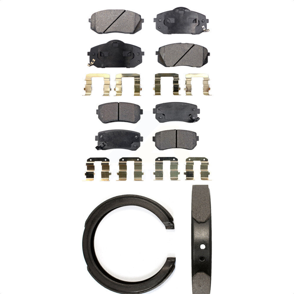 Semi-Metallic Brake Pads And Parking Shoes Front Rear Kit For Hyundai Tucson Kia
