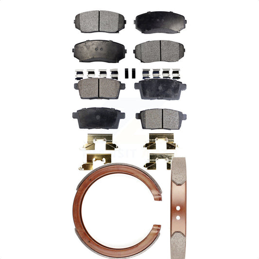 Semi-Metallic Brake Pads & Parking Shoes Front Rear Kit For Ford Edge Mazda CX-7