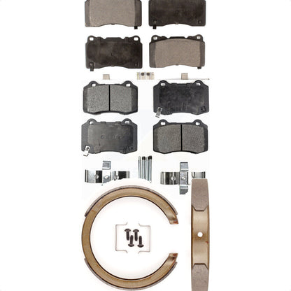 Semi-Metallic Brake Pads And Parking Shoes Front Rear Kit For Cadillac STS