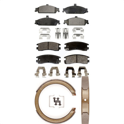 Semi-Metallic Brake Pads Parking Shoes Front Rear Kit For Pontiac Grand Am Alero