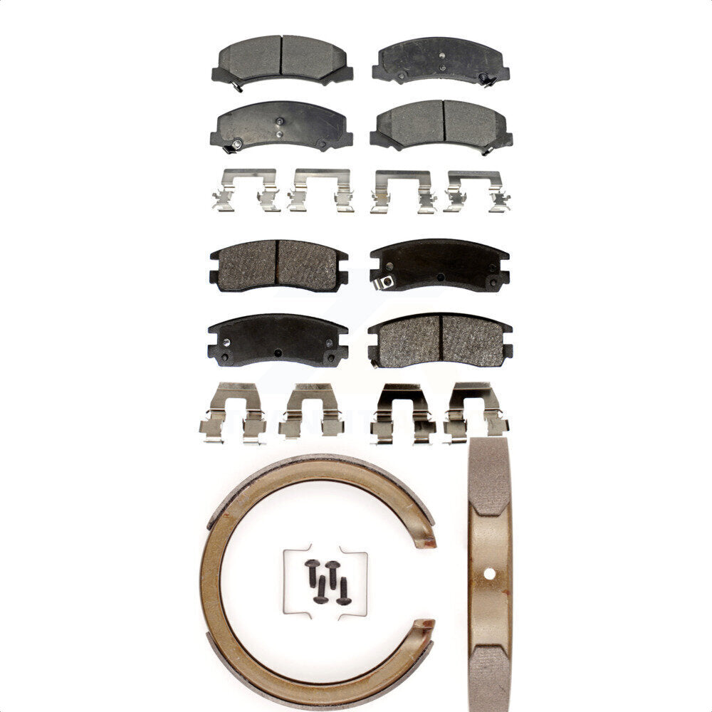 Semi-Metallic Brake Pads Parking Shoes Front Rear Kit For Chevrolet Impala Monte