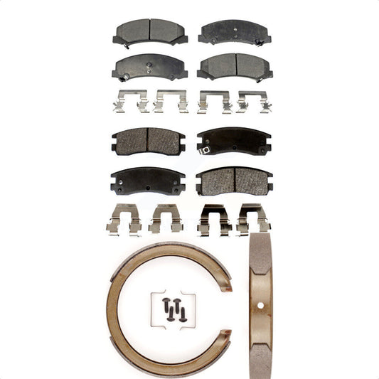 Semi-Metallic Brake Pads Parking Shoes Front Rear Kit For Chevrolet Impala Monte