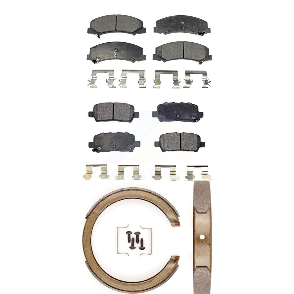 Semi-Metallic Brake Pads And Parking Shoes Front Rear Kit For Chevrolet Impala