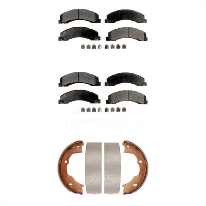 Semi-Metallic Brake Pads Parking Shoe Front Rear Kit For Ram Dodge Sterling 4500