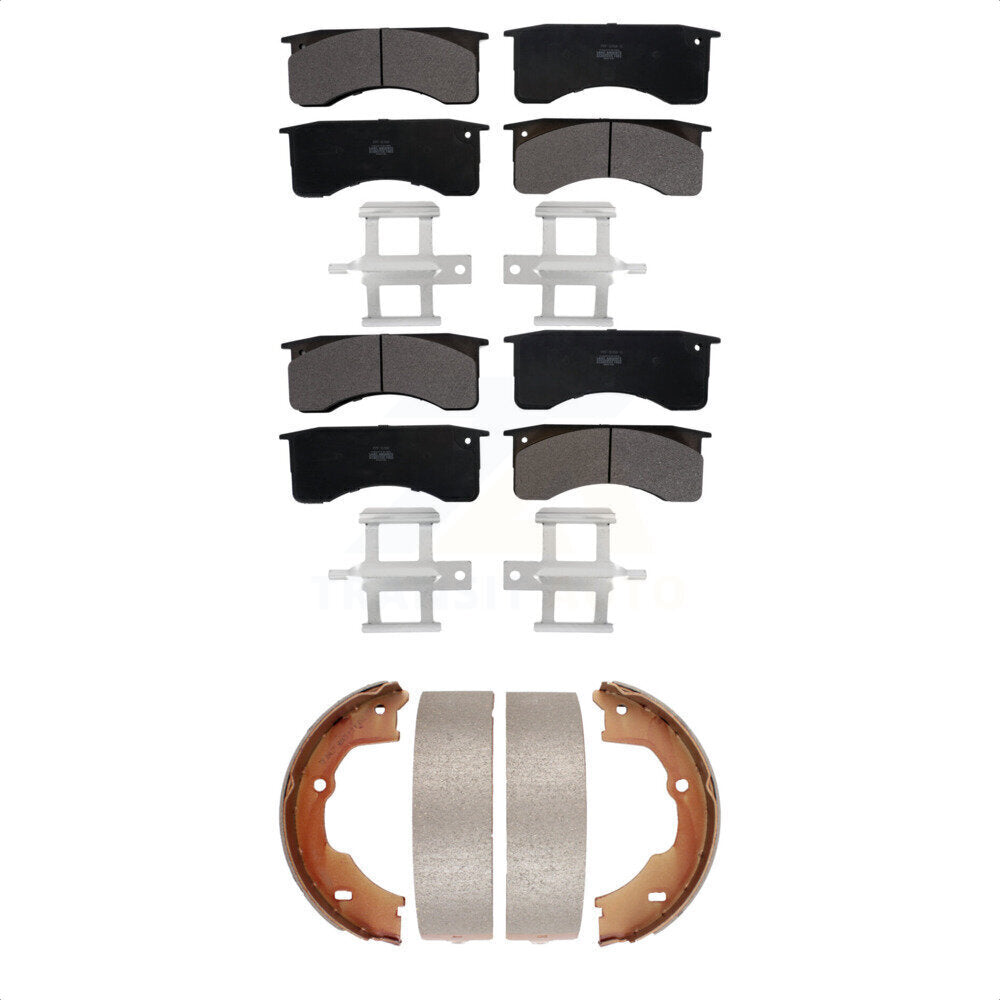 Semi-Metallic Brake Pads And Parking Shoe Front Rear Kit For GMC Chevrolet C5500