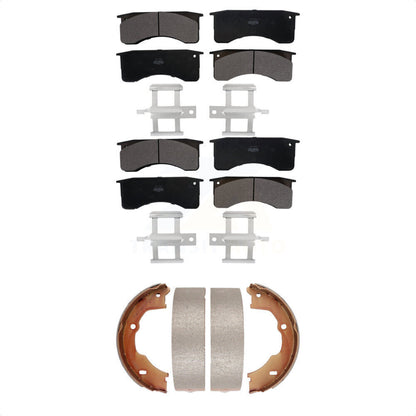 Semi-Metallic Brake Pads And Parking Shoe Front Rear Kit For GMC Chevrolet C5500