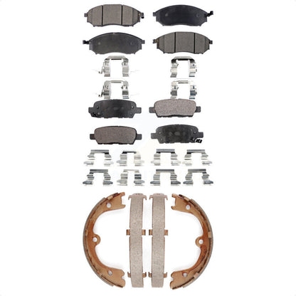 Semi-Metallic Brake Pads And Parking Shoes Front Rear Kit For INFINITI FX35 FX45