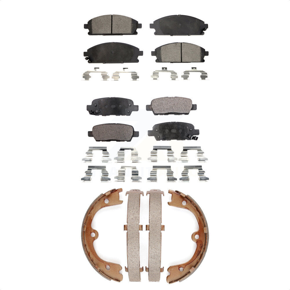 Semi-Metallic Brake Pads Parking Shoes Front Rear Kit For 2004-2005 Nissan Quest