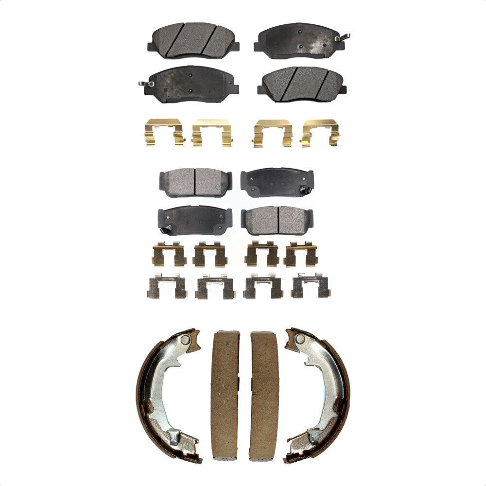 Semi-Metallic Brake Pads & Parking Shoe Front Rear Kit For Hyundai Entourage Kia