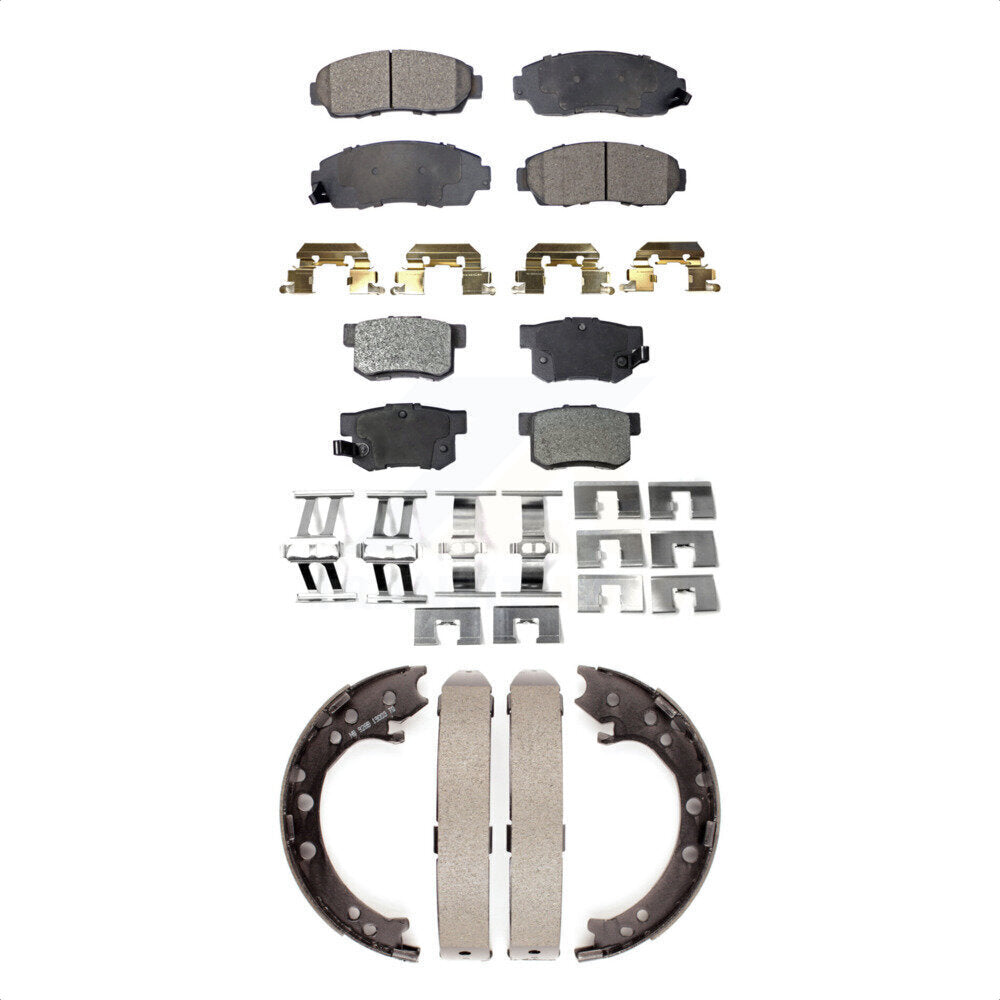 Semi-Metallic Brake Pads And Parking Shoes Front Rear Kit For Acura RDX