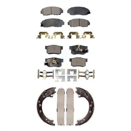 Semi-Metallic Brake Pads & Parking Shoes Front Rear Kit For Honda CR-V Acura RDX