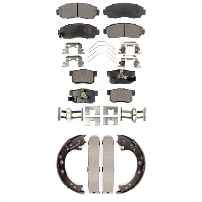 Semi-Metallic Brake Pads & Parking Shoes Front Rear Kit For 12-16 Honda CR-V AWD