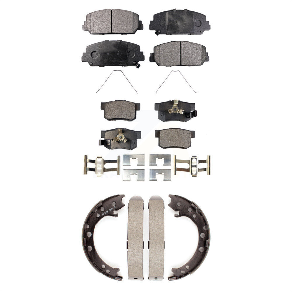 Semi-Metallic Brake Pads And Parking Shoe Front Rear Kit For 2013-2018 Acura RDX