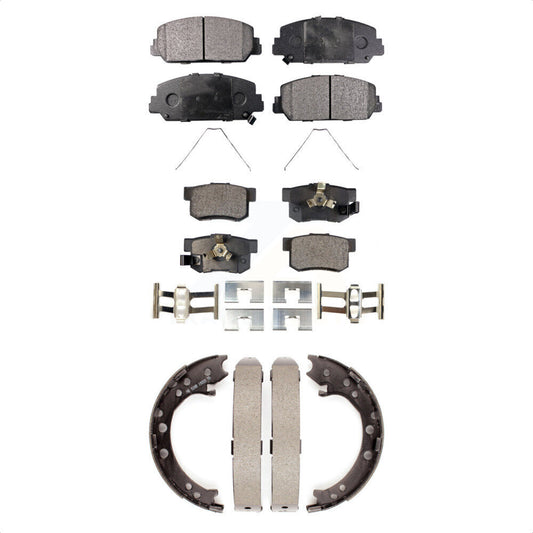 Semi-Metallic Brake Pads And Parking Shoe Front Rear Kit For 2013-2018 Acura RDX
