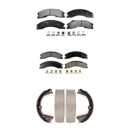 Semi-Metallic Brake Pads Parking Shoes Front Rear Kit For Nissan NV2500 TITAN XD