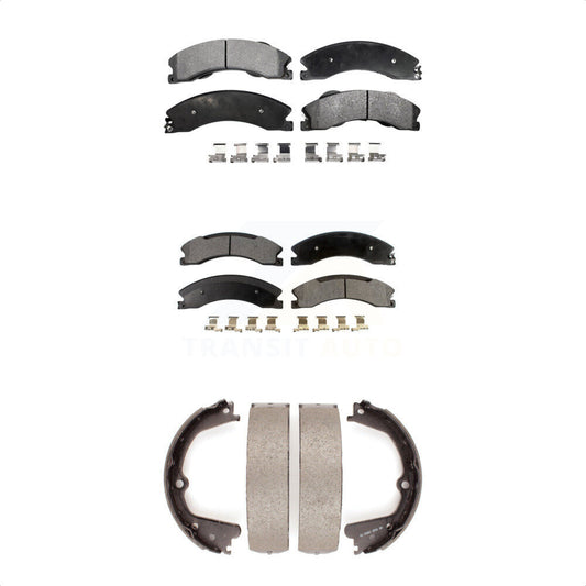 Semi-Metallic Brake Pads Parking Shoes Front Rear Kit For Nissan NV2500 TITAN XD