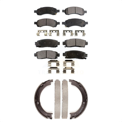 Semi-Metallic Brake Pads Parking Shoe Front Rear Kit For GMC Acadia Buick Saturn