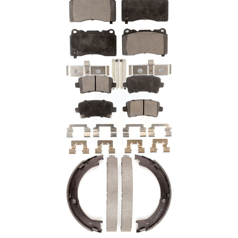Semi-Metallic Brake Pads And Parking Shoes Front Rear Kit For Cadillac XTS
