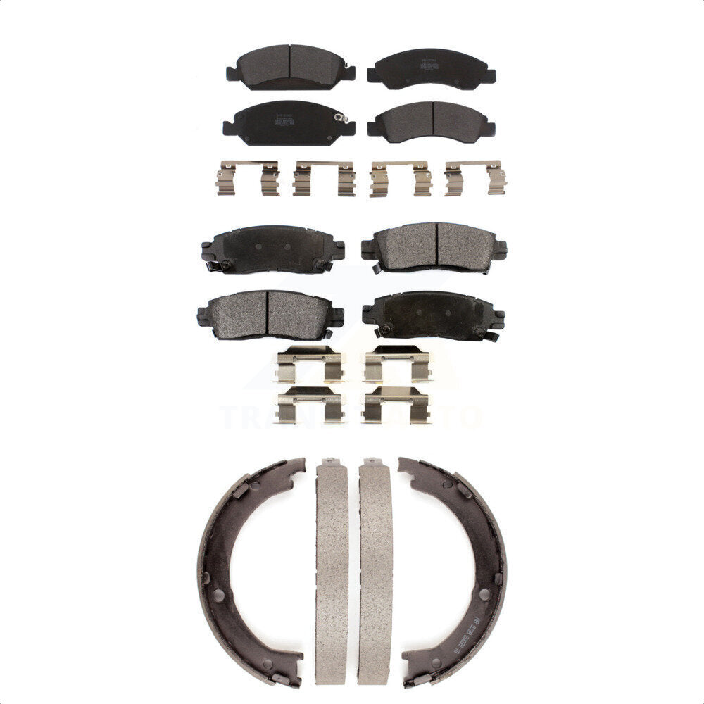 Semi-Metallic Brake Pads And Parking Shoes Front Rear Kit For Cadillac XTS