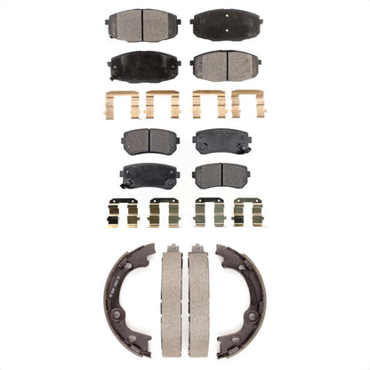 Semi-Metallic Brake Pads And Parking Shoes Front Rear Kit For Hyundai Elantra