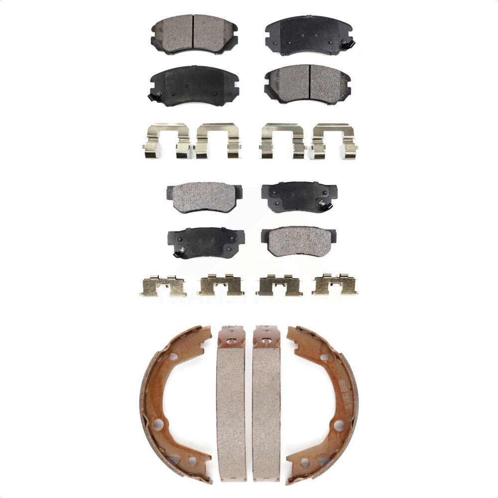 Semi-Metallic Brake Pads Parking Shoes Front Rear Kit For Hyundai Elantra Tucson