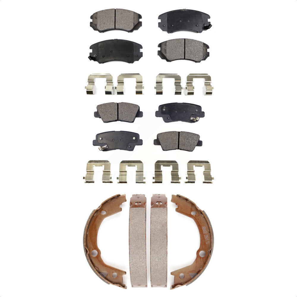 Semi-Metallic Brake Pads Parking Shoes Front Rear Kit For Hyundai Elantra Sonata