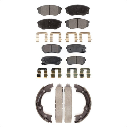 Semi-Metallic Brake Pads And Parking Shoes Front Rear Kit For Hyundai Tucson FWD