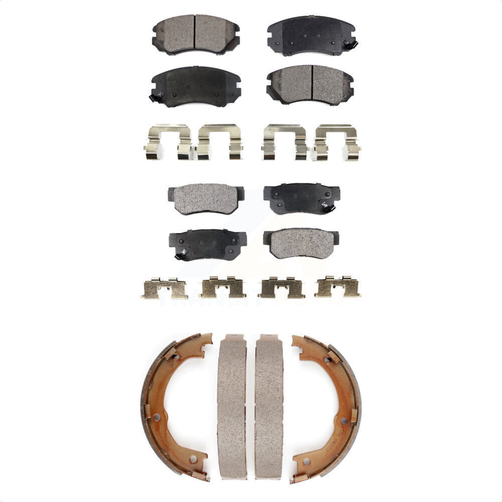 Semi-Metallic Brake Pads And Parking Shoes Front Rear Kit For Hyundai Azera