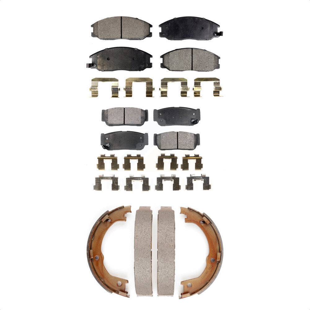 Semi-Metallic Brake Pads & Parking Shoe Front Rear Kit For 2003-2009 Kia Sorento