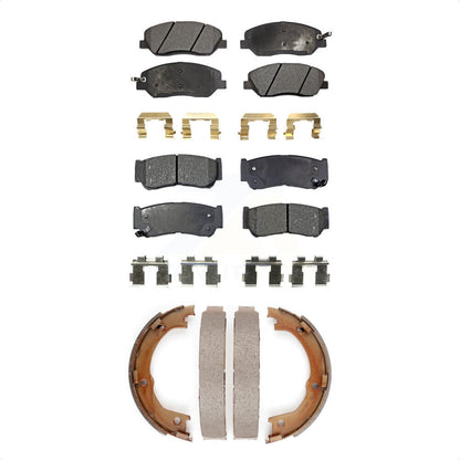 Semi-Metallic Brake Pads Parking Shoes Front Rear Kit For 07-09 Hyundai Santa Fe