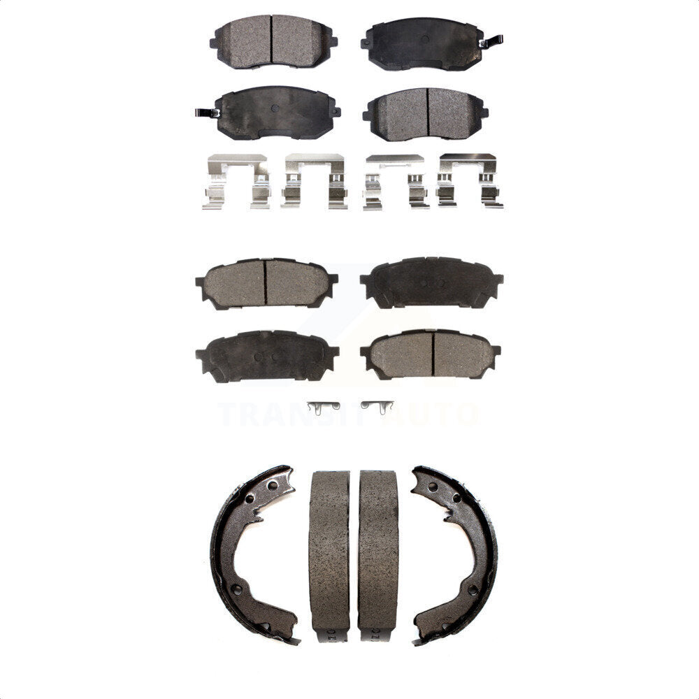 Semi-Metallic Brake Pads Parking Shoe Front Rear Kit For Subaru Impreza Forester