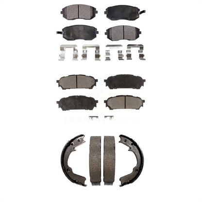 Semi-Metallic Brake Pads Parking Shoe Front Rear Kit For Subaru Impreza Forester