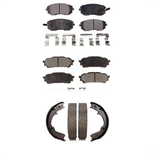 Semi-Metallic Brake Pads Parking Shoe Front Rear Kit For Subaru Impreza Forester