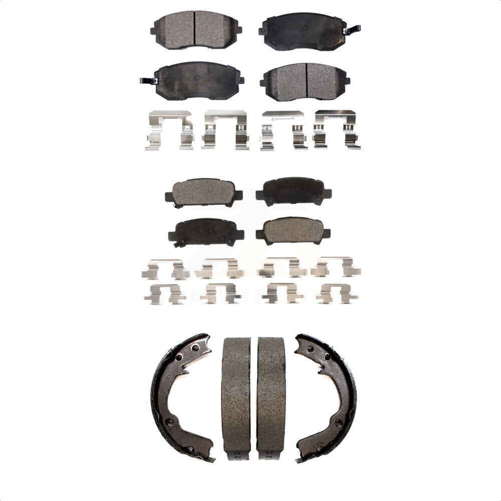 Semi-Metallic Brake Pads Parking Shoe Front Rear Kit For Subaru Impreza Forester