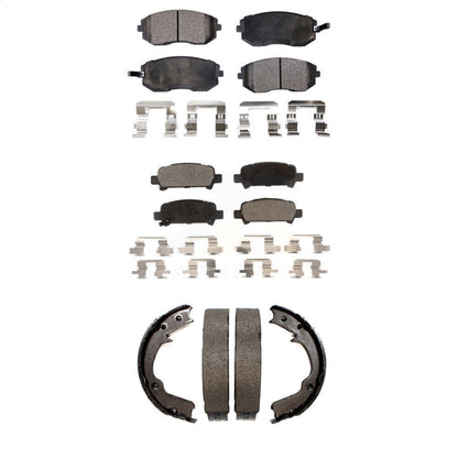 Semi-Metallic Brake Pads Parking Shoe Front Rear Kit For Subaru Impreza Forester