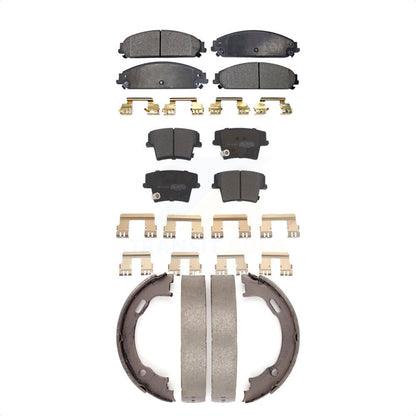 Semi-Metallic Brake Pads And Parking Shoes Front Rear Kit For Dodge Chrysler 300
