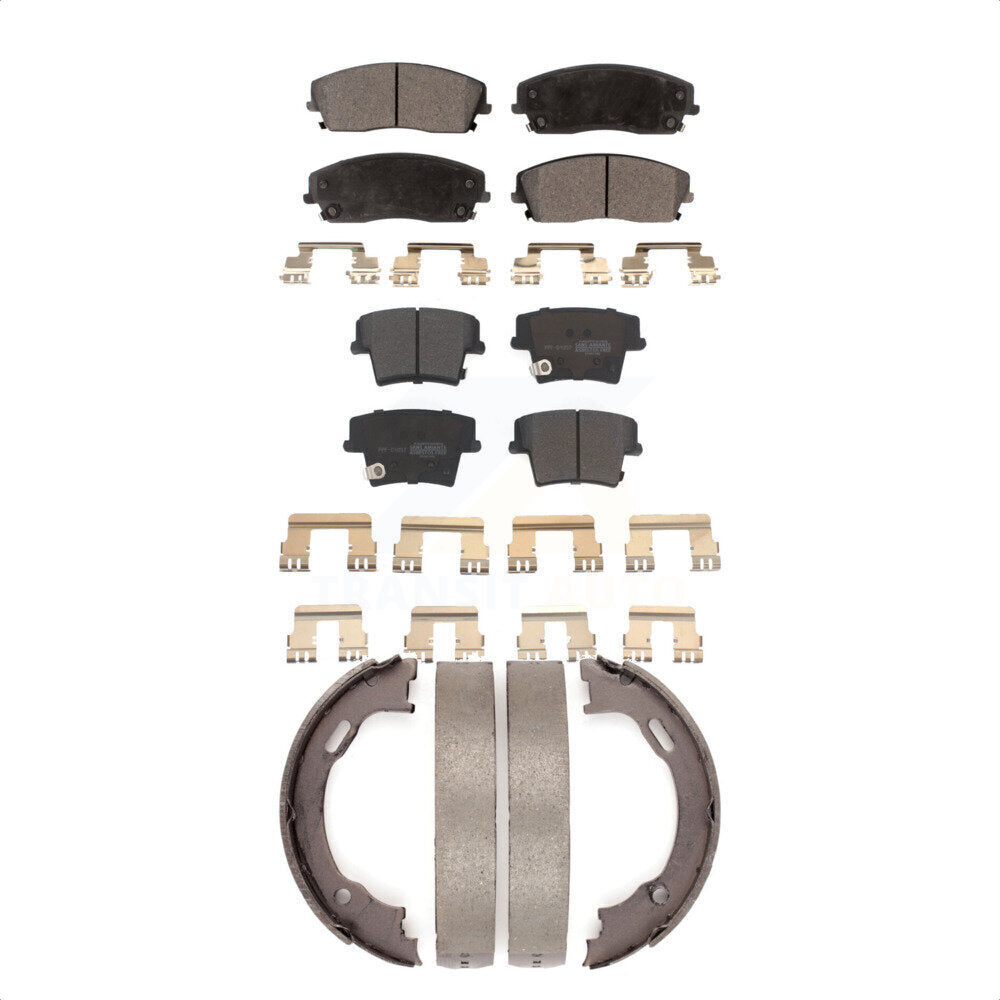 Semi-Metallic Brake Pads And Parking Shoes Front Rear Kit For Dodge Chrysler 300